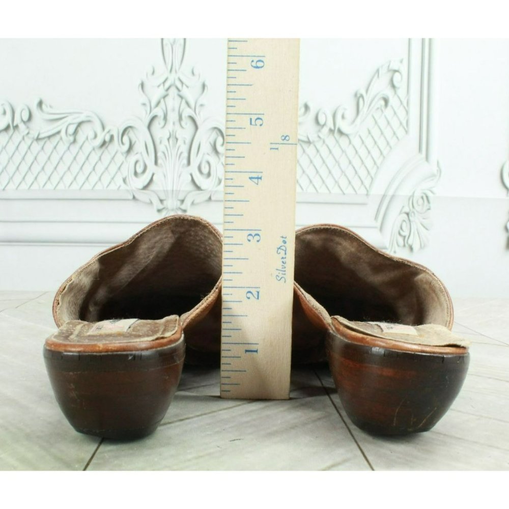 Guess Brown Leather Slip On Pointed Toe Casual Heels Mules Size 6.5 - Picture 6 of 9